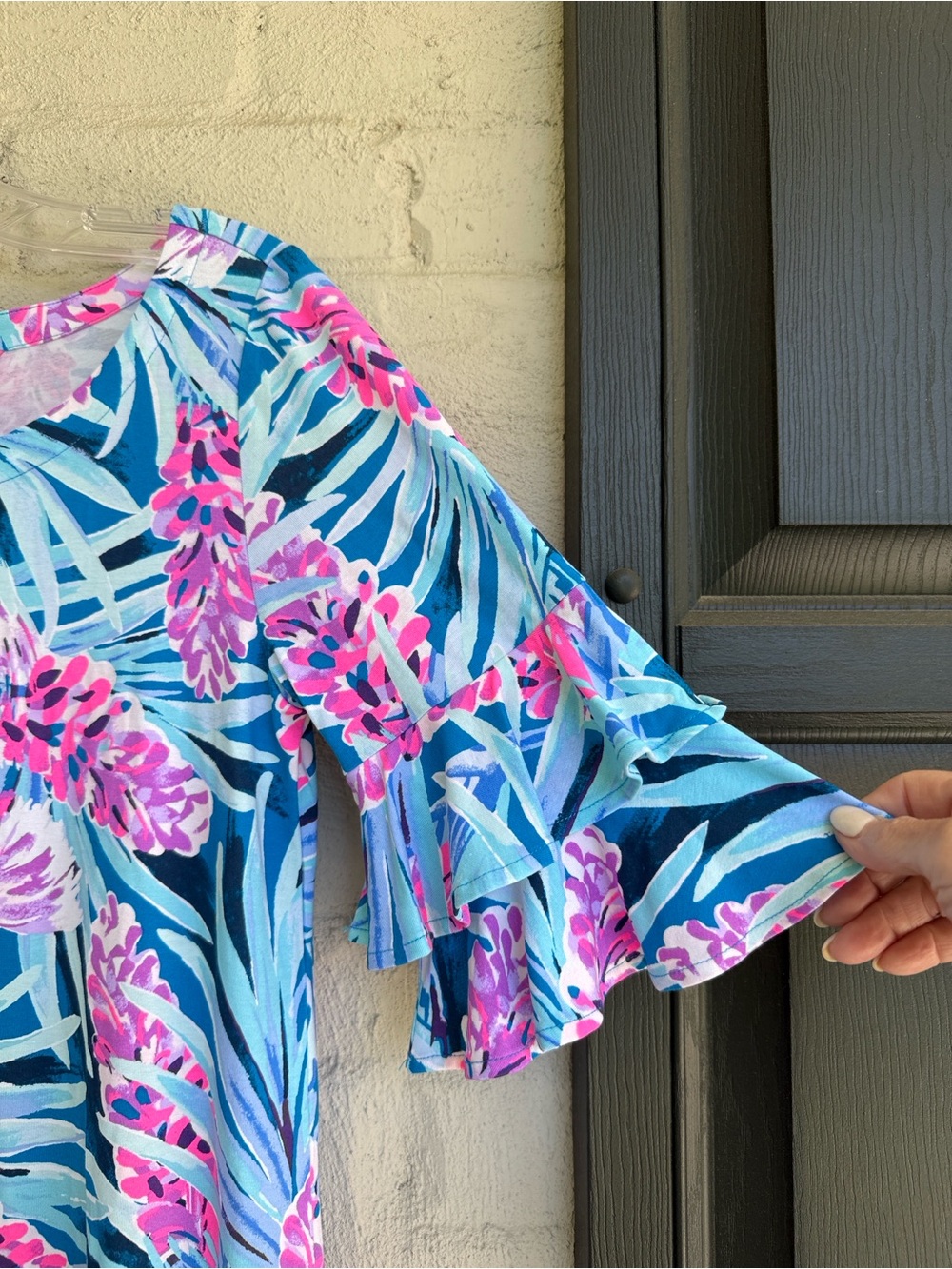 Lilly Pulitzer Lula Ruffle Sleeve Dress Mr. Peacock Blue Tweethearts Size Small - Picture 5 of 12